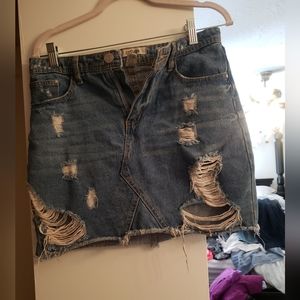 Distressed Jean Skirt